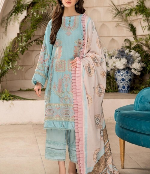 Elegant 2-Piece Embroidered Lawn Dress 2024