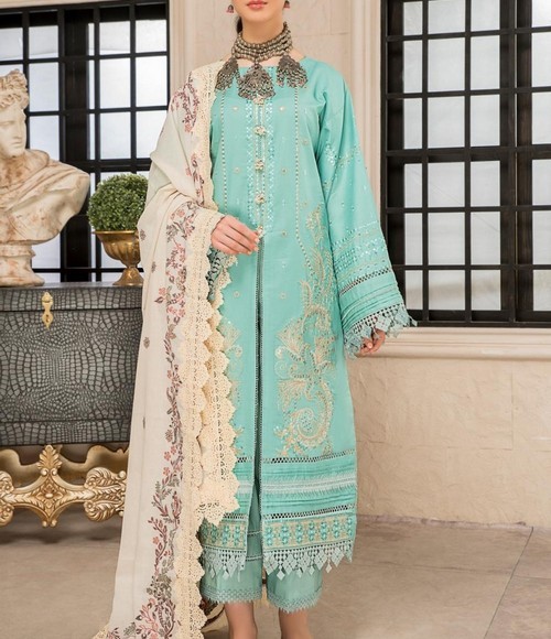 Elegant 2-Piece Embroidered Lawn Dress 2024