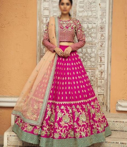 Handwork Heavy Embroidered Chiffon Wedding Dress 2022