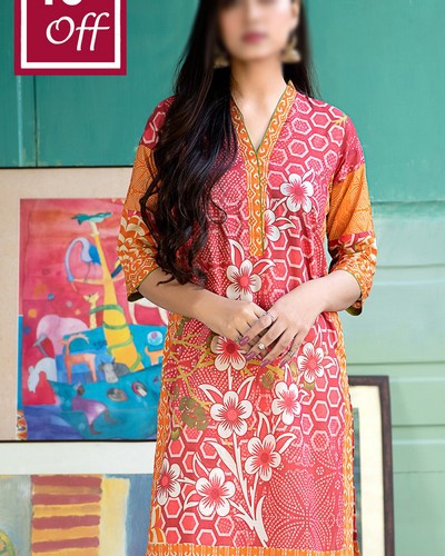 Embroidered EID Lawn Dress 2024 with Printed Chiffon Dupatta