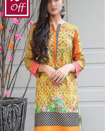 Embroidered EID Lawn Dress 2024 with Printed Chiffon Dupatta