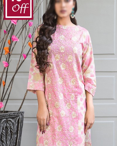 Embroidered EID Lawn Dress 2024 with Printed Chiffon Dupatta