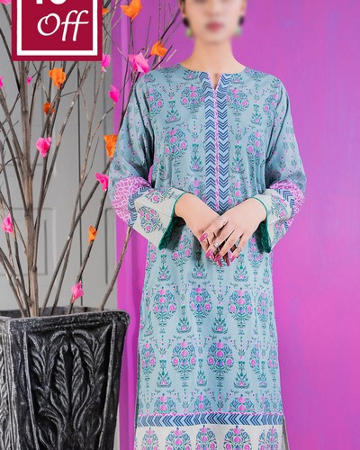 Embroidered EID Lawn Dress 2024 with Printed Chiffon Dupatta