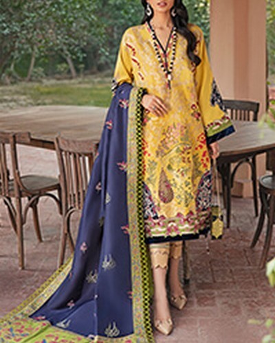 Elegant Sequins Embroidered Lawn Suit 2024 with Diamond Organza Dupatta