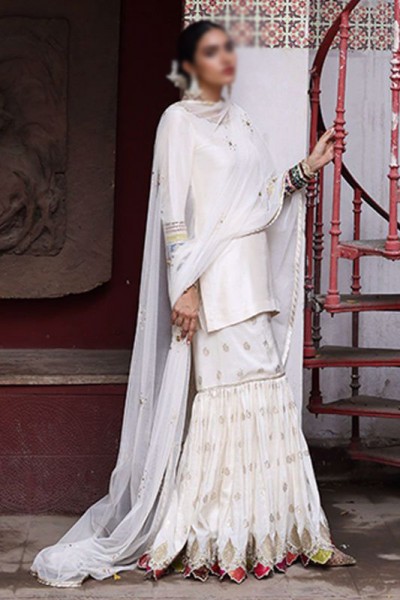 Luxury Heavy Embroidered Net Wedding Dress with Emb. Silk Trouser