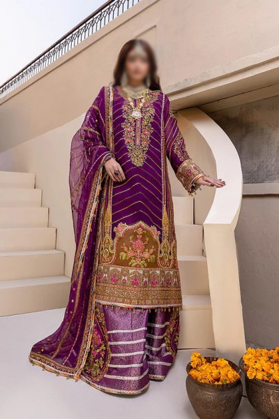 Indian Heavy Embroidered Chiffon Suit with Net Dupatta