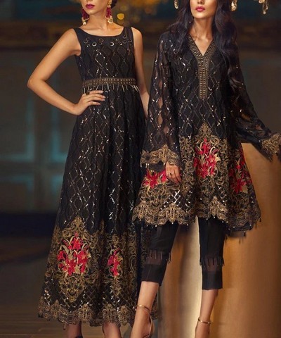 Heavy Embroidered Formal Chiffon Party Dress 2023