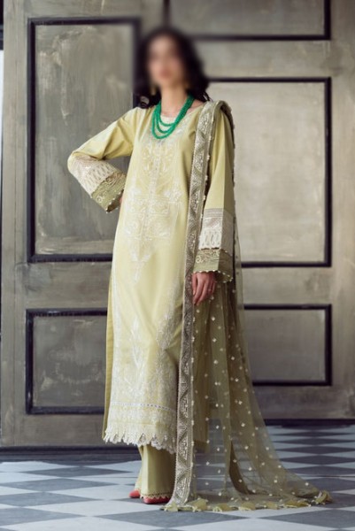 Heavy  Embroidered 2-Piece Lawn Dress with Embroidered Trouser