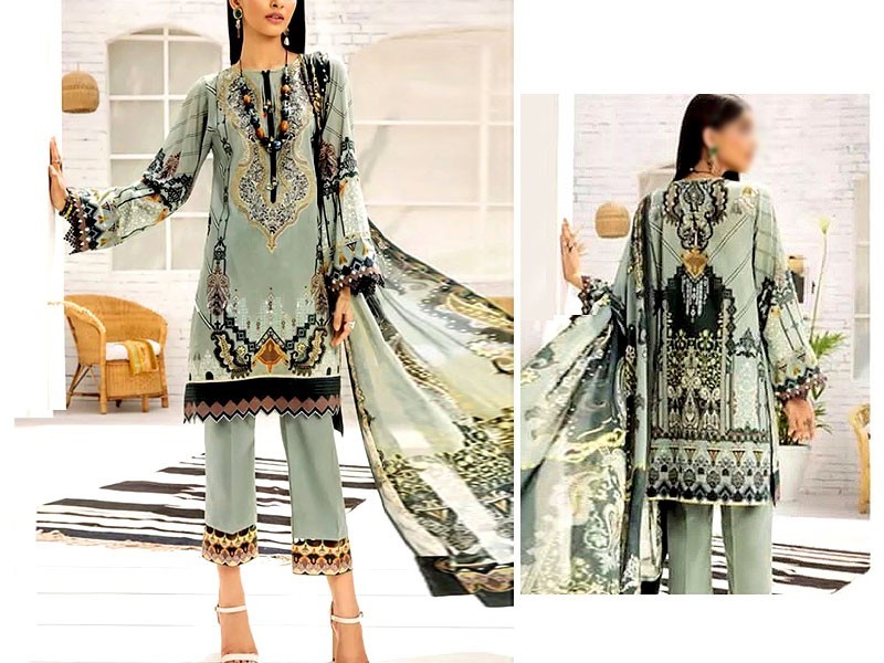 Sequins Panel Embroidered Linen Dress 2022 with Linen Dupatta