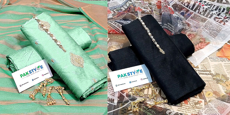Banarsi Style Raw Silk Dresses 2023 Online in Pakistan