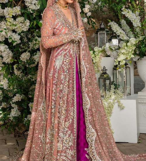 Luxury Heavy Embroidered Net Bridal Dress 2023