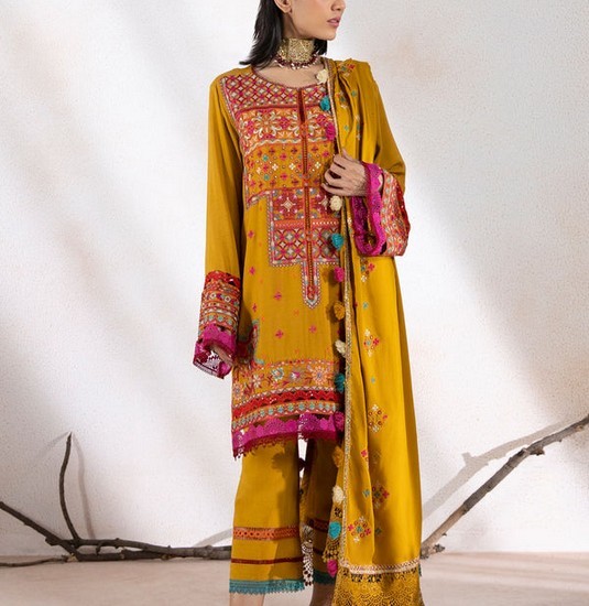 Heavy Embroidered Karandi Maroon Women's Winter Shawl