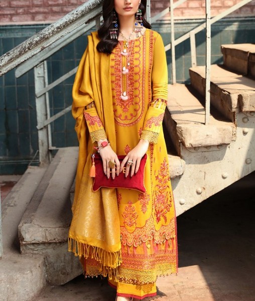 Heavy Embroidered Handwork Green Velvet Dress