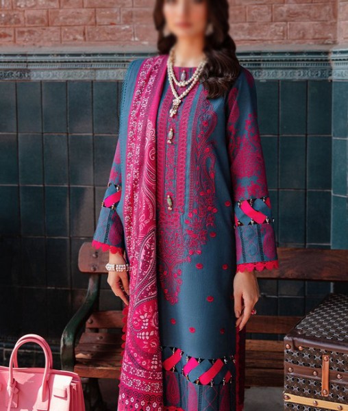 Heavy Embroidered Handwork Green Velvet Dress