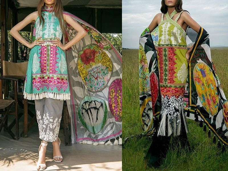 Digital All-Over Chunri Print Lawn Dress with Diamond Dupatta