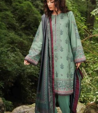 Fancy Sequins Embroidered Shamoz Silk Dress with Embroidered Chiffon Dupatta