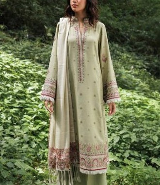 Fancy Sequins Embroidered Shamoz Silk Dress with Embroidered Chiffon Dupatta