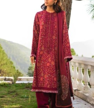 Fancy Sequins Embroidered Shamoz Silk Dress with Embroidered Chiffon Dupatta