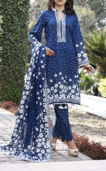 Elegant 2-Piece Embroidered Lawn Dress 2024