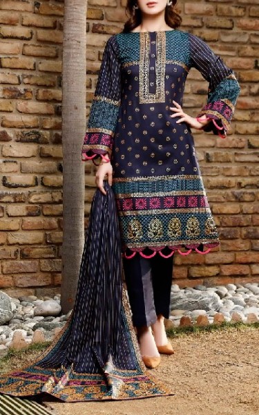 Elegant 2-Piece Embroidered Lawn Dress 2024