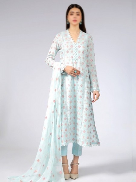 Hit Design Embroidered Black Lawn Dress with Chiffon Dupatta