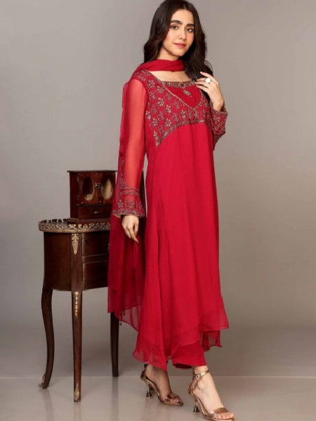 Ethnic Sequins Embroidered 2-Piece Black Cotton Lawn Dress