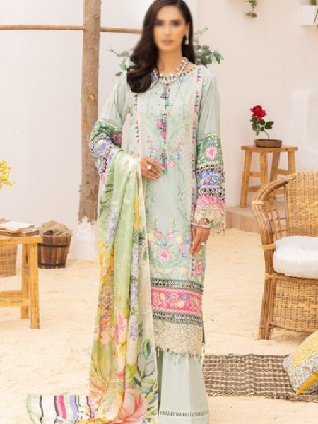 Digital All-Over Chunri Print Lawn Dress with Diamond Dupatta