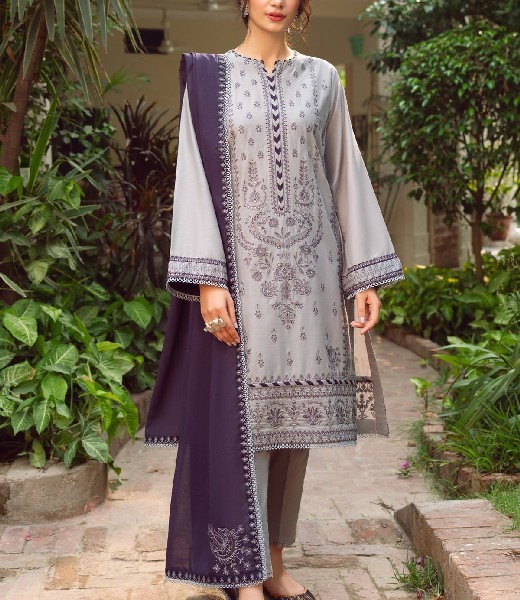 All-Over Print Embroidered Lawn Suit 2024 with Chiffon Dupatta