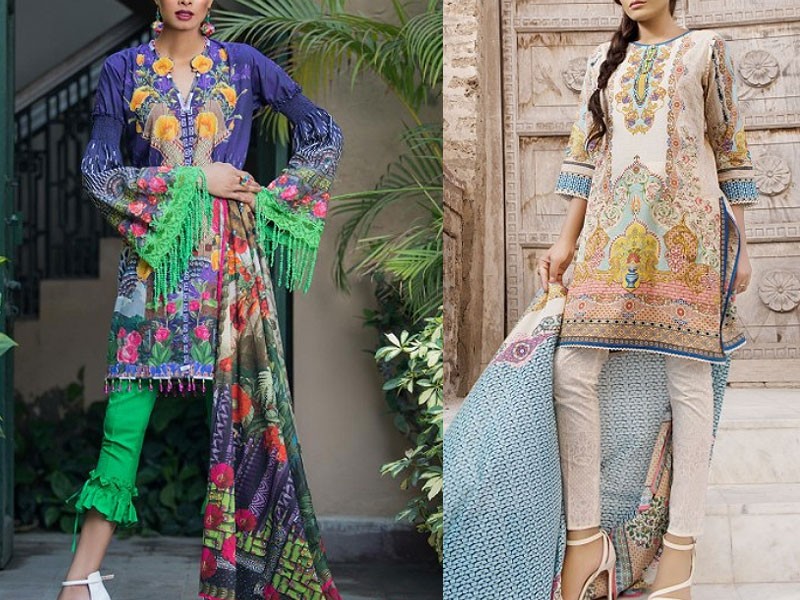 Digital All-Over Chunri Print Lawn Dress with Diamond Dupatta