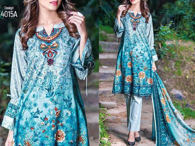 Digital All-Over Chunri Print Lawn Dress with Diamond Dupatta