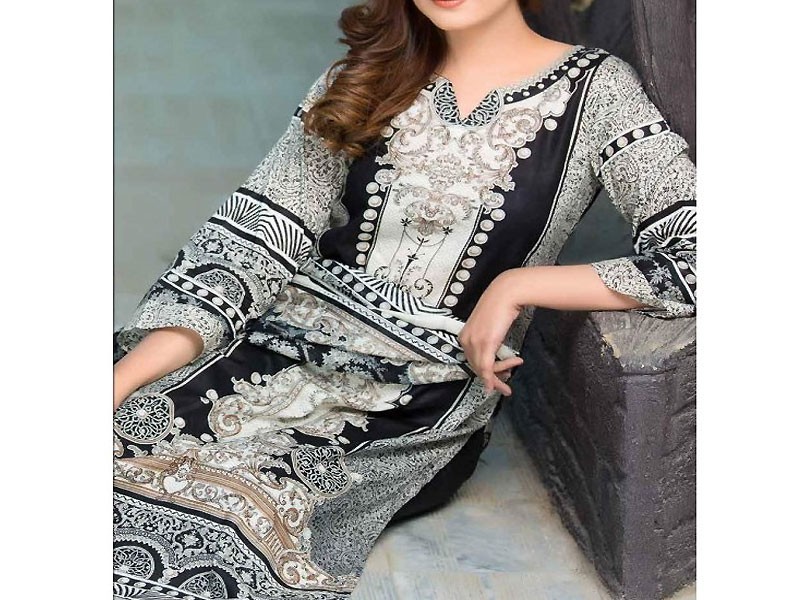 Digital All-Over Chunri Print Lawn Dress with Diamond Dupatta