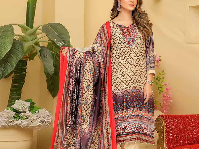 Digital All-Over Chunri Print Lawn Dress with Diamond Dupatta