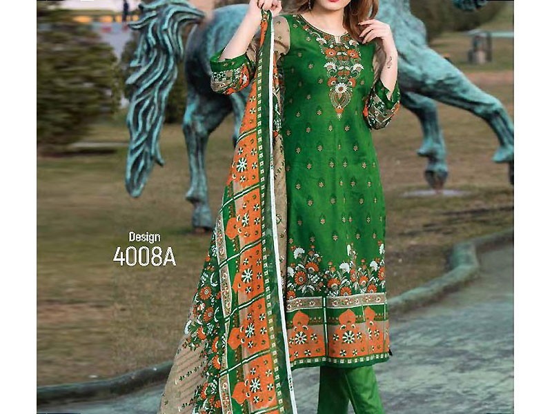 Digital All-Over Chunri Print Lawn Dress with Diamond Dupatta