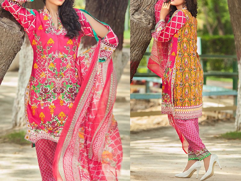 Satrangi Embroidered Cambric Cotton Dress 2-A