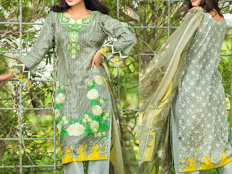 Satrangi Embroidered Cambric Cotton Dress 3-A