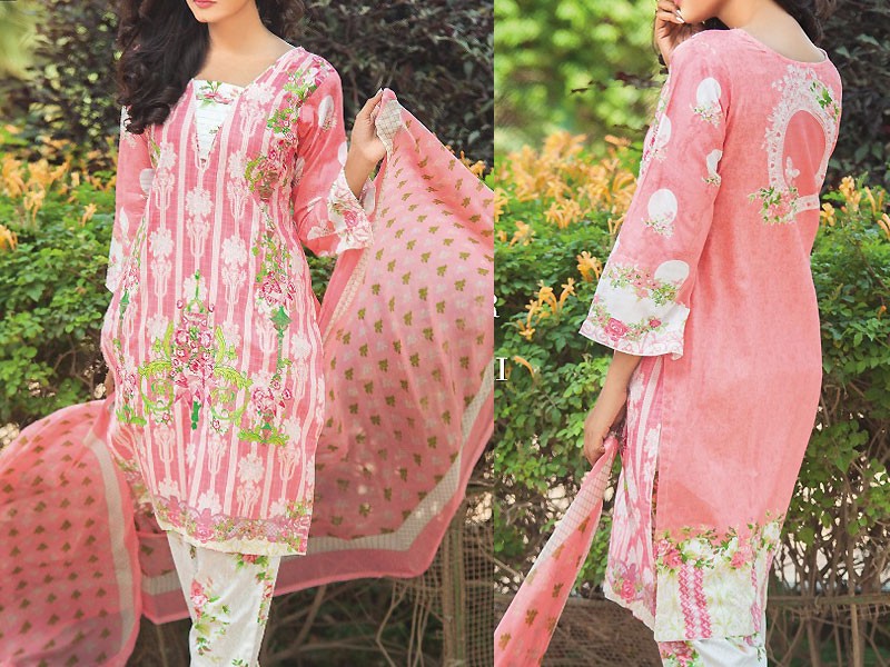 Satrangi Embroidered Cambric Cotton Dress 4-B