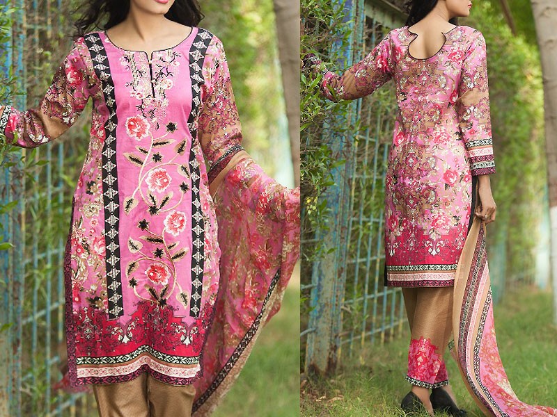 Satrangi Embroidered Cambric Cotton Dress 5-A