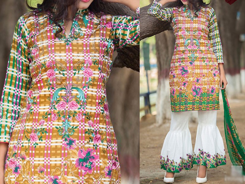 Satrangi Embroidered Cambric Cotton Dress 6-B