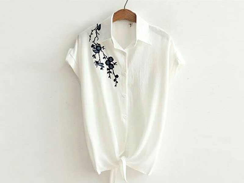 Embroidered White Boski Linen Short Shirt Price in Pakistan (M010301 ...