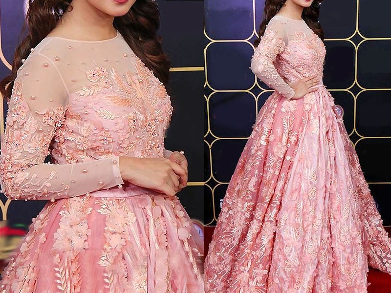 Handwork & Heavy Embroidered Pink Net Maxi Dress Price in Pakistan
