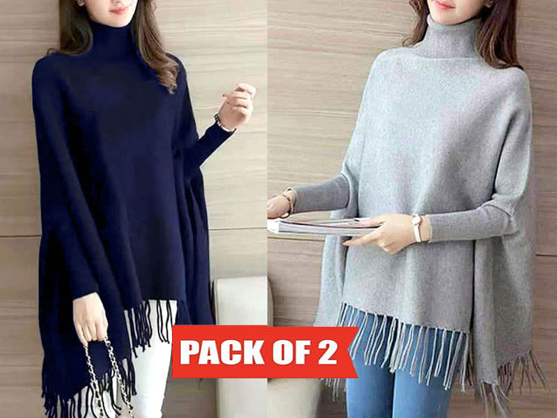Pack of 2 Poncho Style Fleece Tops of Your Choice