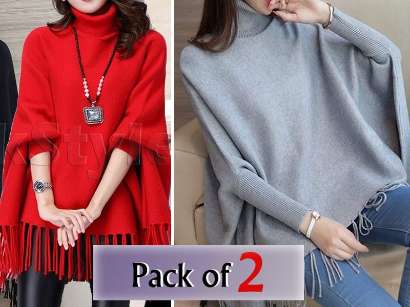 Pack of 2 Poncho Style Fleece Tops of Your Choice