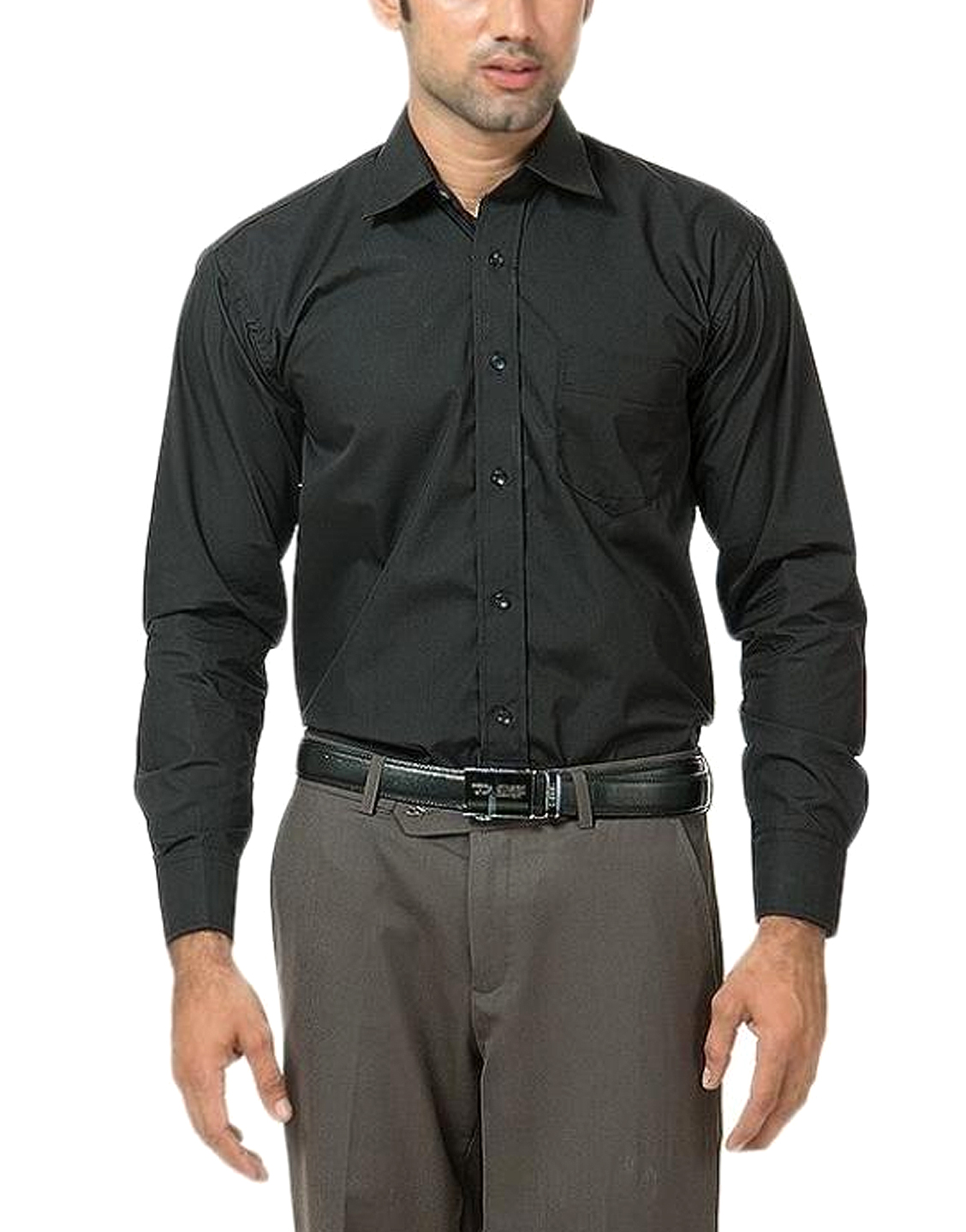 Men's Black Regular Fit Plain Shirt Price in Pakistan (M011844) - 2022