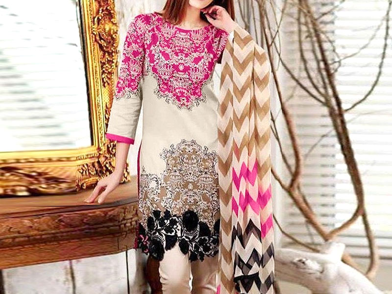 Adorable Embroidered  Lawn EID Dress with Chiffon Dupatta Price in Pakistan