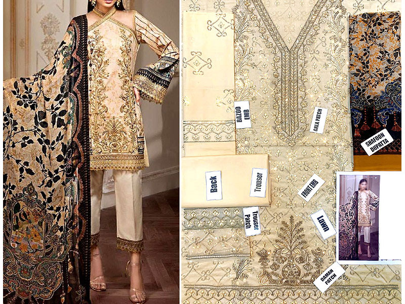 Luxury Heavy Embroidered Lawn Dress 2023 with Chiffon Dupatta