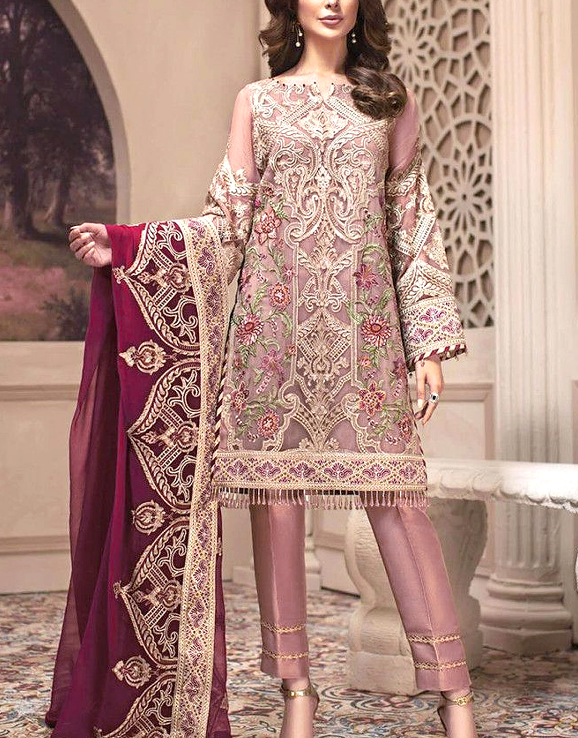 chiffon bridal dresses pakistani