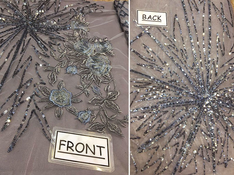 Heavy Embroidered Grey Net Wedding Dress 2023