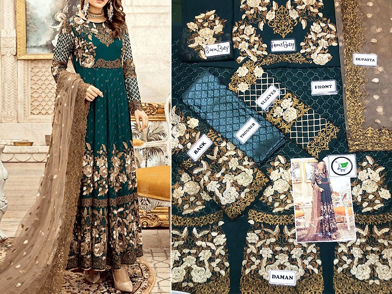 Heavy Embroidered Chiffon Dress with Net Dupatta