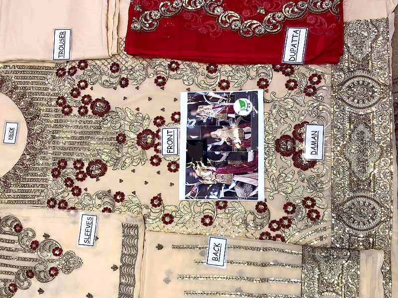 Heavy Embroidered Chiffon Wedding Dress Price in Pakistan (M012376 ...