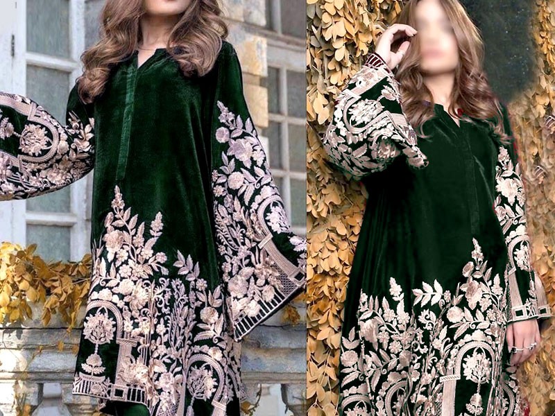 Banarsi Style Embroidered Raw Silk Dress with Lining Print Organza Dupatta Price in Pakistan